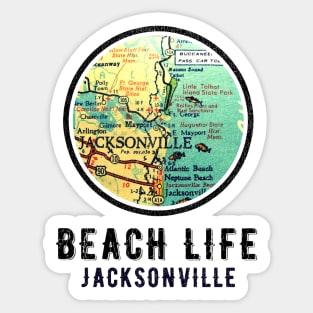 Jacksonville Florida Vintage retro Old Map Sticker